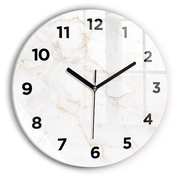 Round glass wall clock Elegant marble