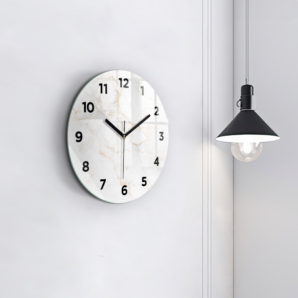 Round glass wall clock Elegant marble
