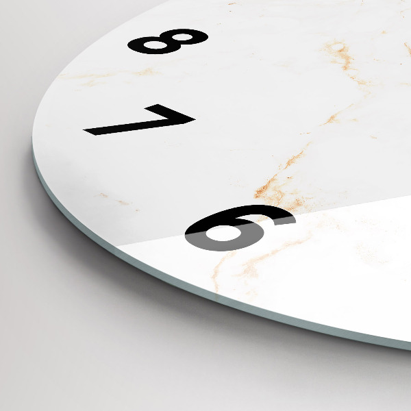Round glass wall clock Elegant marble