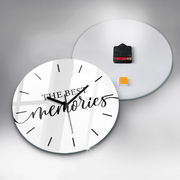 Round glass wall clock The inscription Memories
