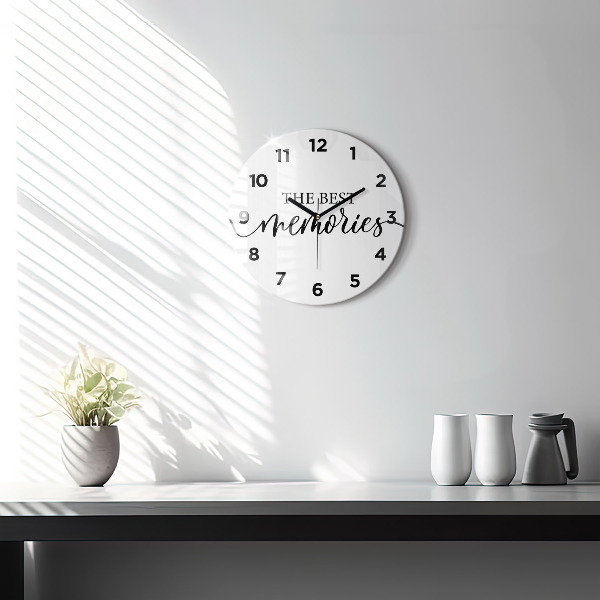Round glass wall clock The inscription Memories