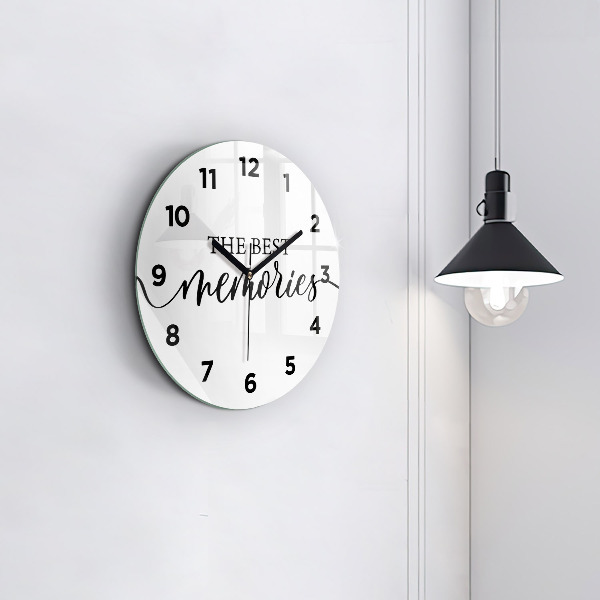 Round glass wall clock The inscription Memories