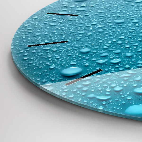 Round glass wall clock Water drops on glass