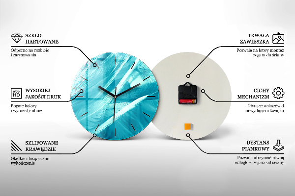 Round glass wall clock Field sunrise