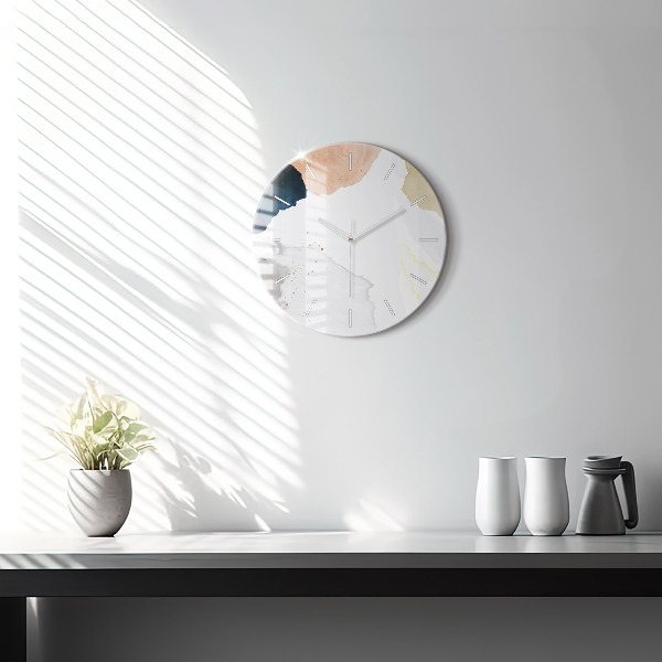 Round glass wall clock Abstraction spots