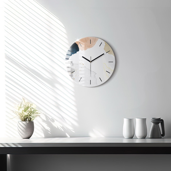 Round glass wall clock Abstraction spots