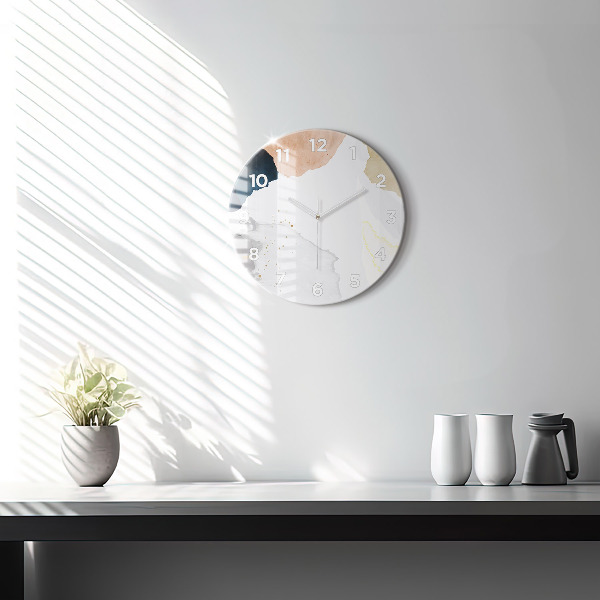 Round glass wall clock Abstraction spots