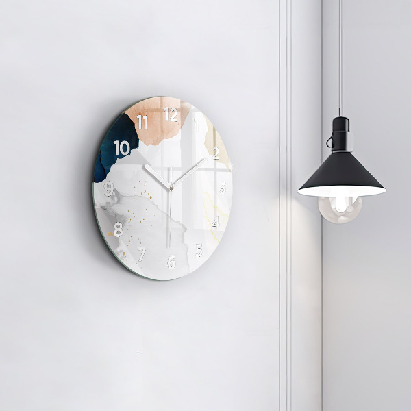 Round glass wall clock Abstraction spots