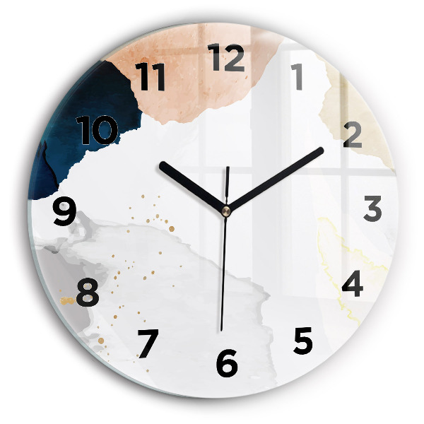 Round glass wall clock Abstraction spots