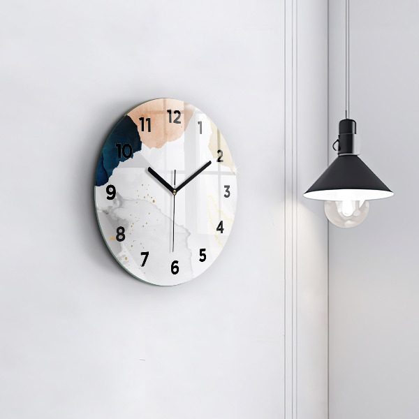 Round glass wall clock Abstraction spots