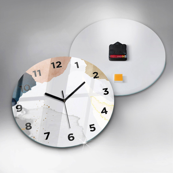 Round glass wall clock Abstraction spots