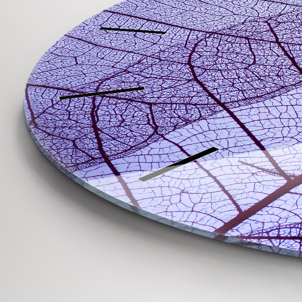 Round glass wall clock Leaves – nature