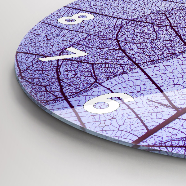 Round glass wall clock Leaves – nature