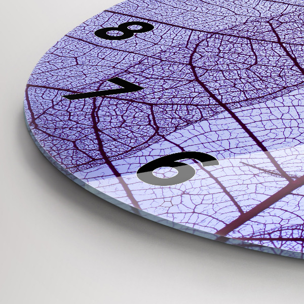 Round glass wall clock Leaves – nature