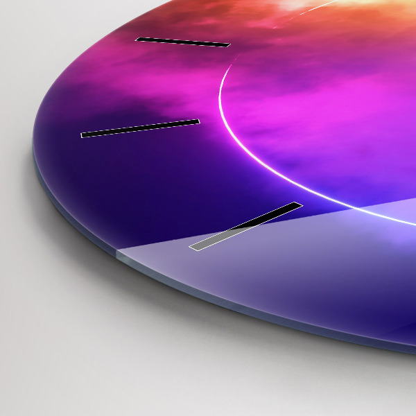 Round glass wall clock 3D smoke abstract