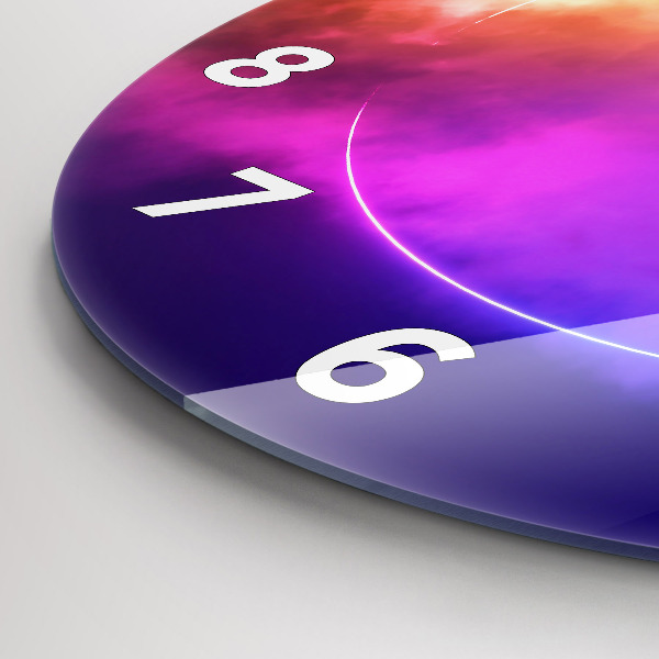 Round glass wall clock 3D smoke abstract