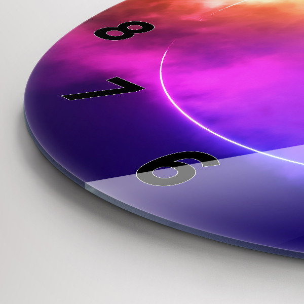 Round glass wall clock 3D smoke abstract