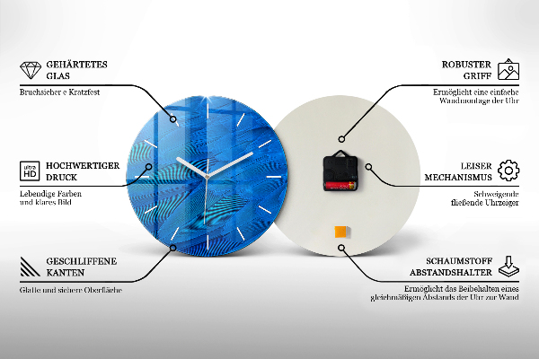 Round glass wall clock Sketch of plants