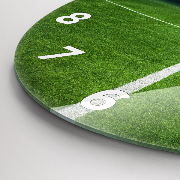 Round glass wall clock Football pitch