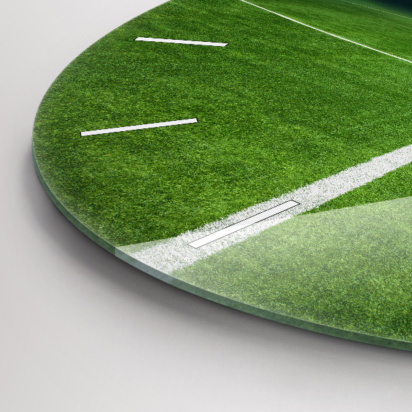 Round glass wall clock Football pitch