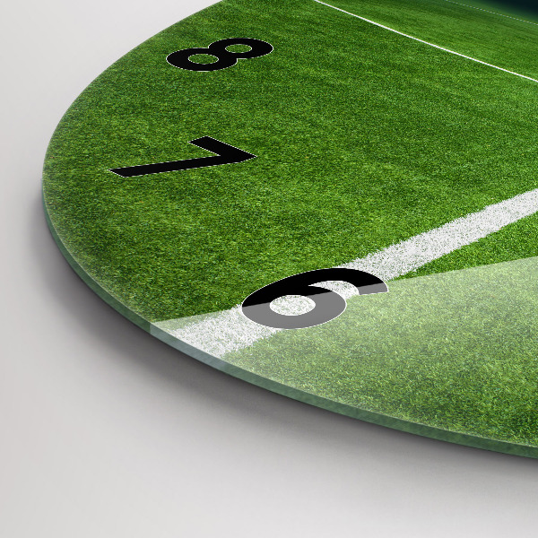 Round glass wall clock Football pitch