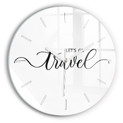 Round glass wall clock The inscription Travel
