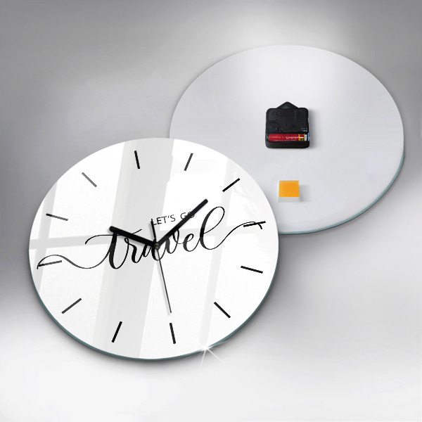 Round glass wall clock The inscription Travel