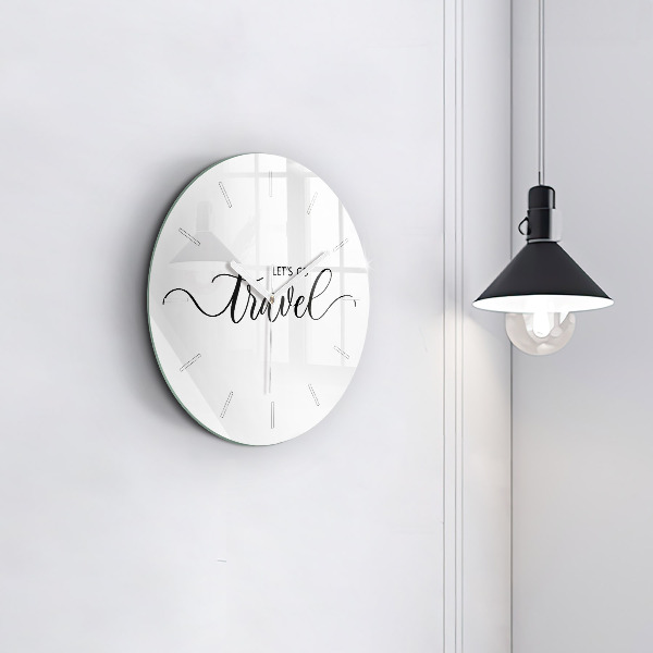 Round glass wall clock The inscription Travel