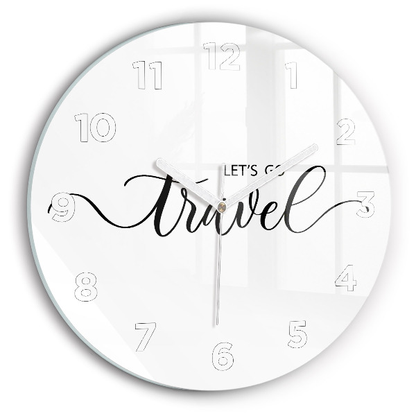 Round glass wall clock The inscription Travel