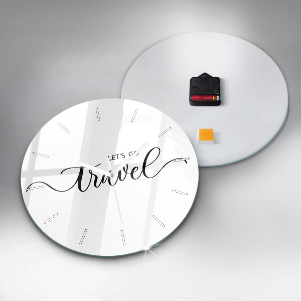 Round glass wall clock The inscription Travel