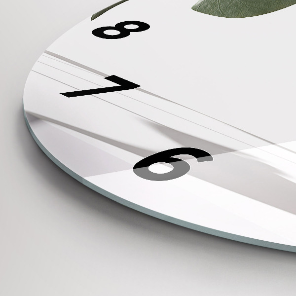 Round glass wall clock Abstract leaves