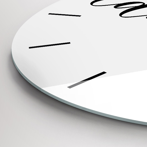 Round glass wall clock Adventure inscription