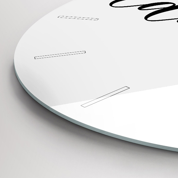 Round glass wall clock Adventure inscription