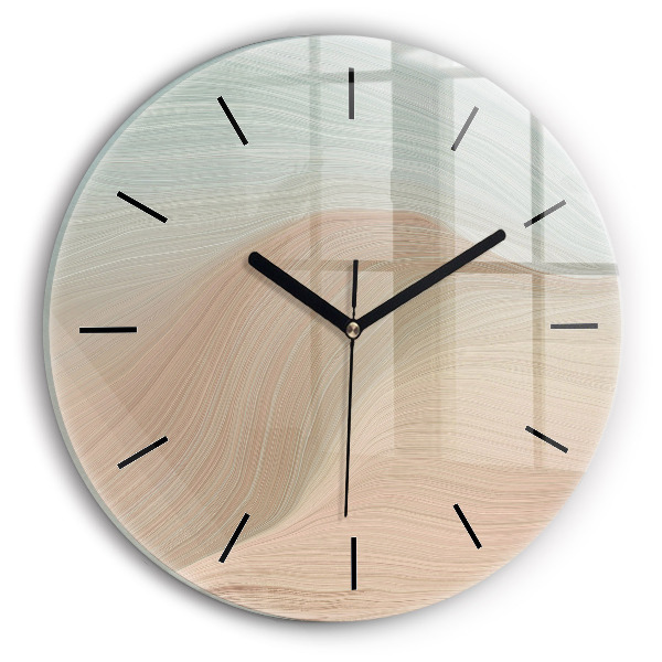 Round glass wall clock Wave abstraction