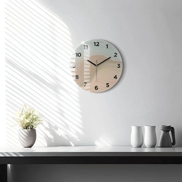 Round glass wall clock Wave abstraction