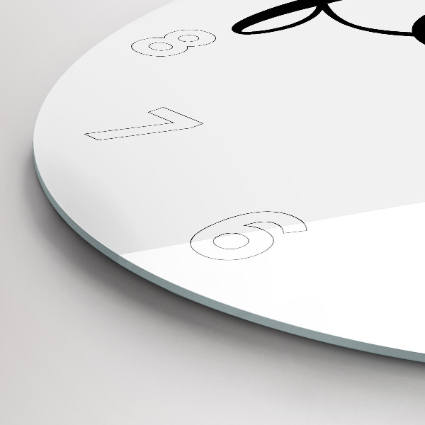 Round glass wall clock Family inscription and heart