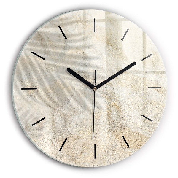 Round glass wall clock Palm tree shadow sand