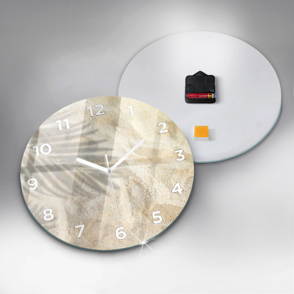 Round glass wall clock Palm tree shadow sand