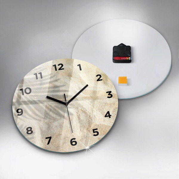 Round glass wall clock Palm tree shadow sand