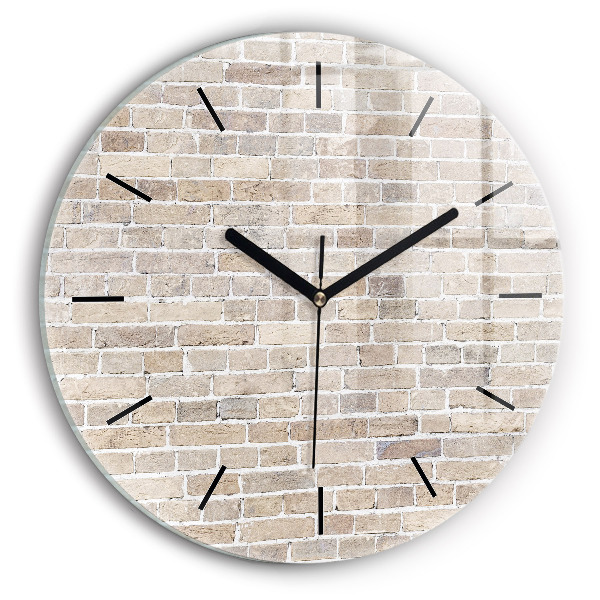 Round glass wall clock Brick wall