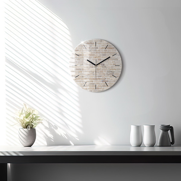 Round glass wall clock Brick wall