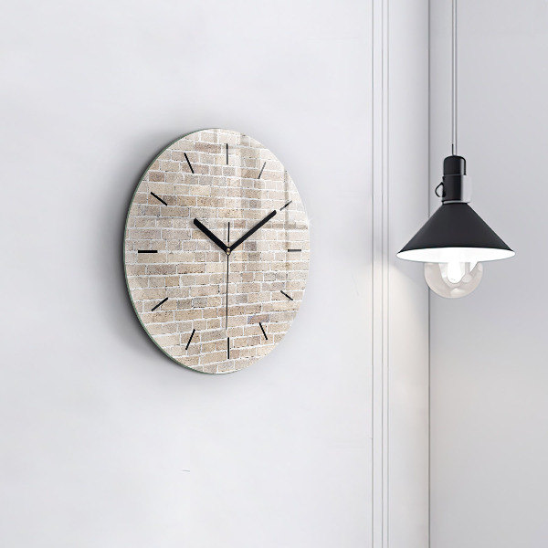 Round glass wall clock Brick wall