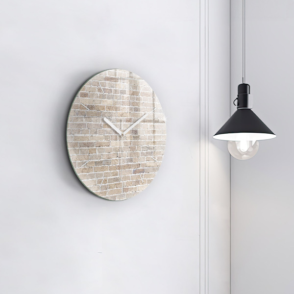 Round glass wall clock Brick wall