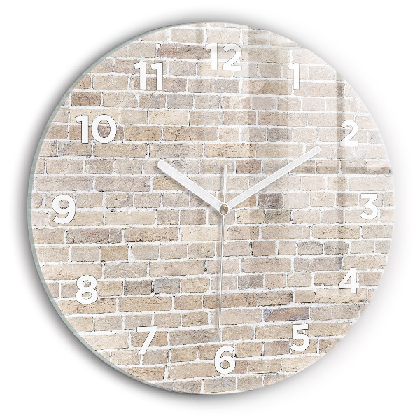 Round glass wall clock Brick wall