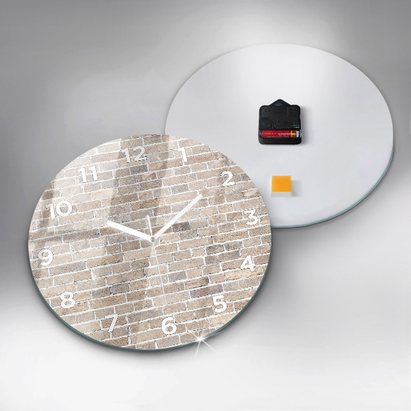 Round glass wall clock Brick wall