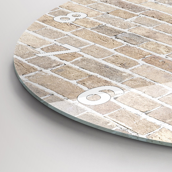 Round glass wall clock Brick wall