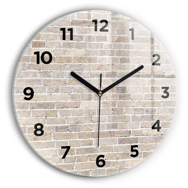 Round glass wall clock Brick wall