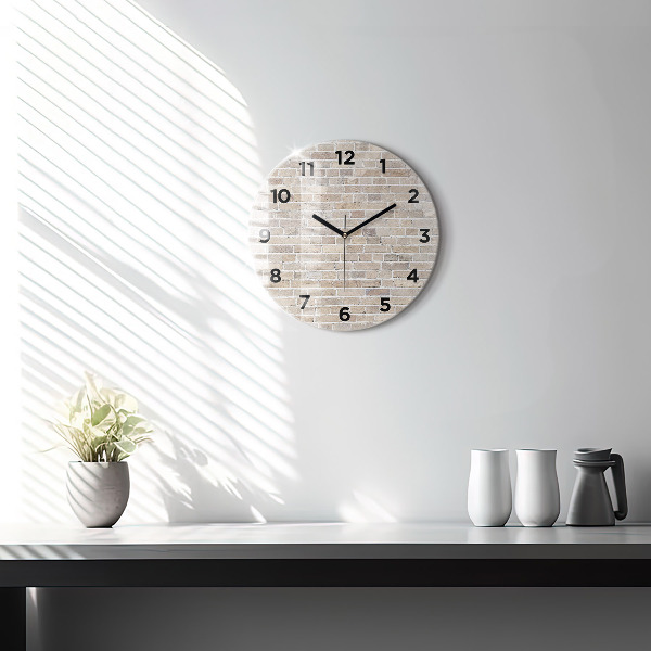 Round glass wall clock Brick wall