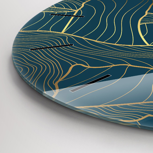 Round glass wall clock Sketch of the mountains