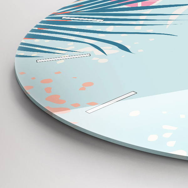 Round glass wall clock Pastel Leaves – Tropics